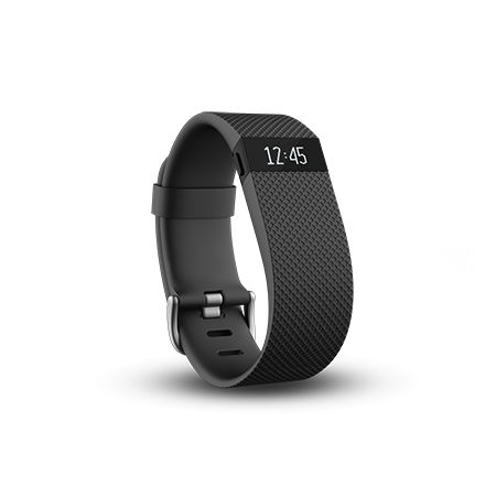 Fitbit Charge HR with the time shown on the screen